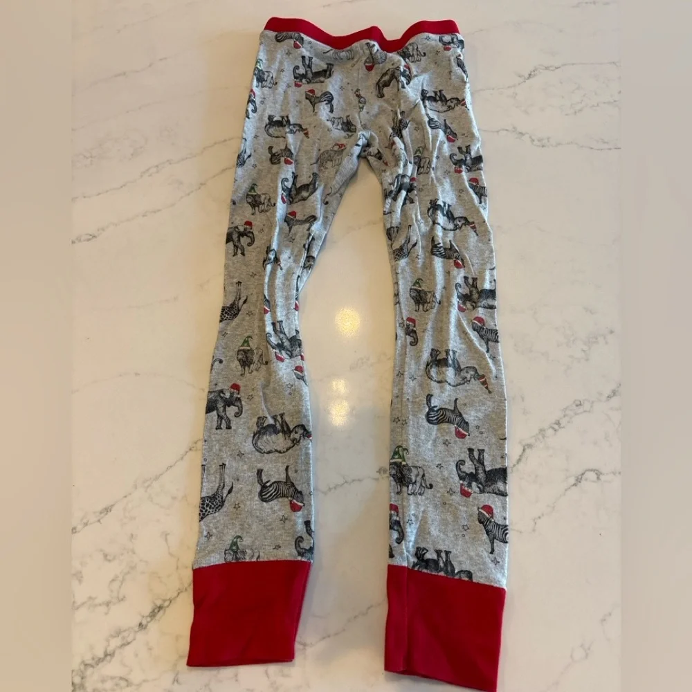 Kids Grey Animal Print Pajama Set with Red Trim